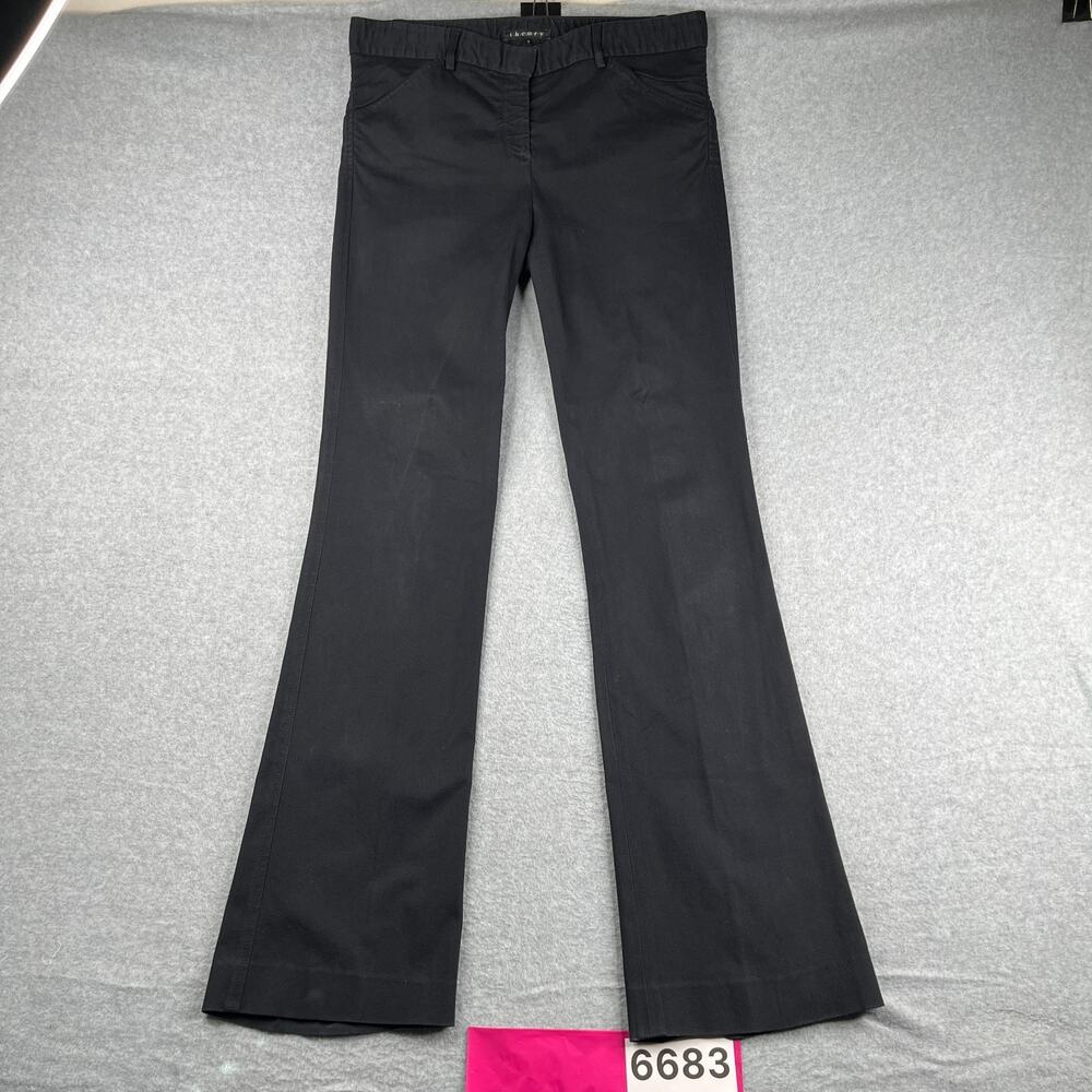 Theory Pants Womens Size 12 Black Casual Classic Cotton Blend